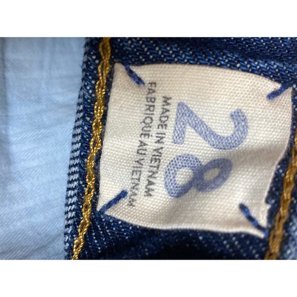 Free People We The Free Blue Frayed Raw Hem Pencil Denim Jean Skirt Size 28 - Picture 5 of 6